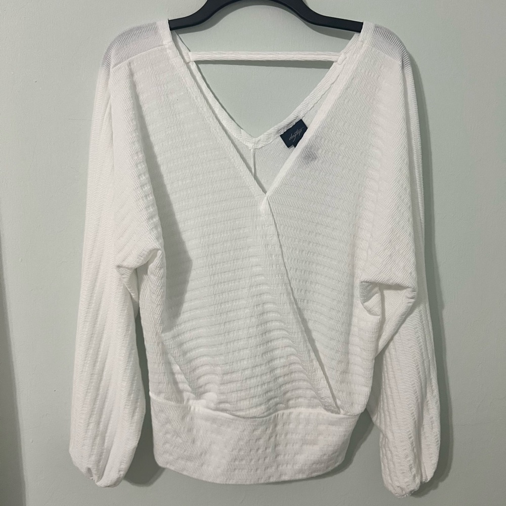 White V-Neck Women's Top
